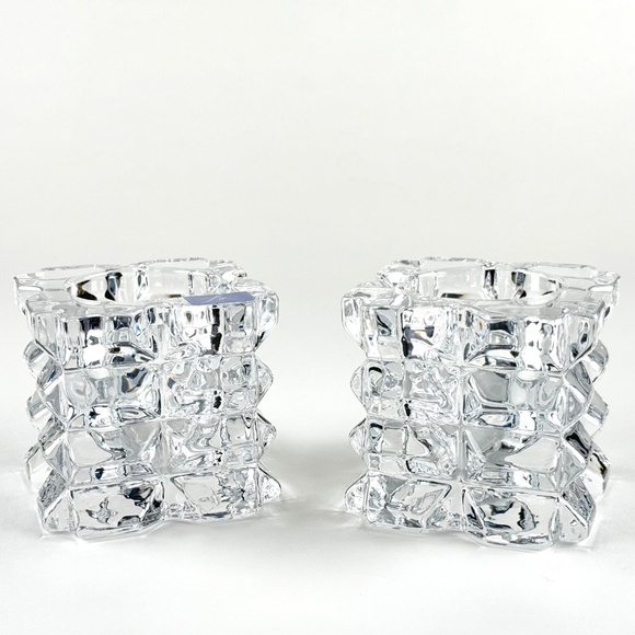 Pair of square glass votive candle holders. 3" x 3". Approx. 2.75" H. LiR - Picture 5 of 8